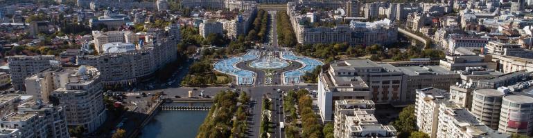 Aerial view of the city of Bucharest with Piața Unirii in the middle | Transport Romania | Seacon Logistics